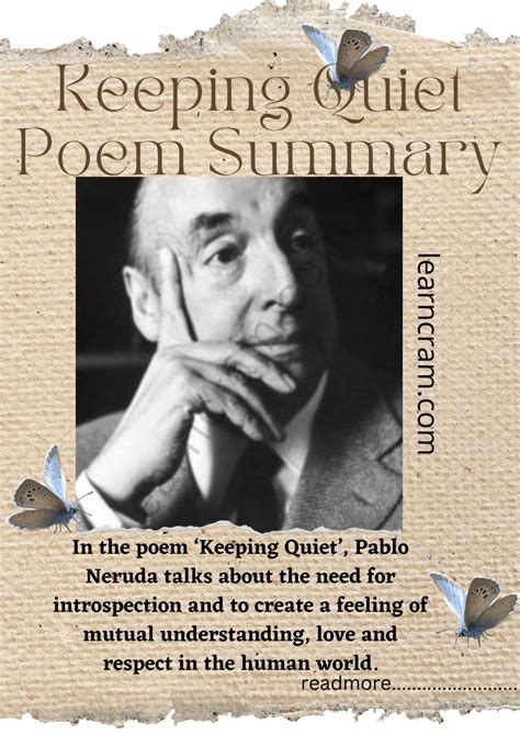 keeping quiet summary  english  pablo neruda learn cram