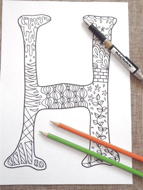 letter colouring alphabet printable kids  adult coloring etsy