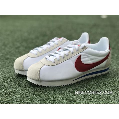 nike classic cortez couple running shoes campus white red