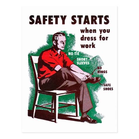 Vintage Retro Kitsch Work Safety Starts Poster Postcard Zazzle