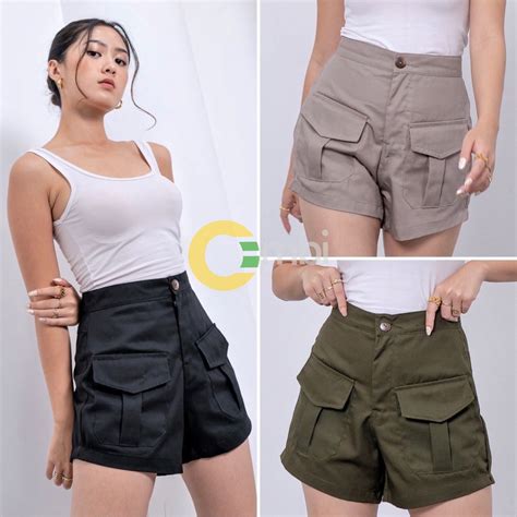 Jual Hot Pants Celana Pendek Cargo Wanita Hotpants Haighwaist Korean