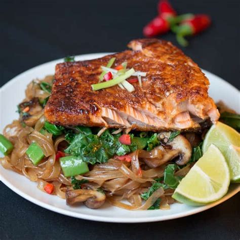 sticky salmon with chilli lime noodles nicky s kitchen sanctuary