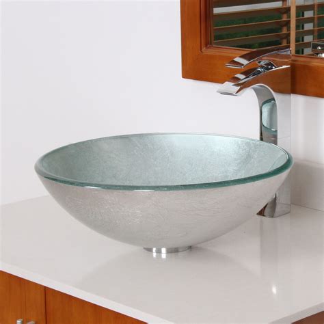 elite  modern tempered glass bathroom vessel sink  silver wrinkles patte bathroom sinks