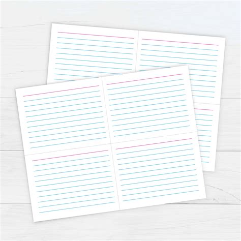 printable printable index card template  customize