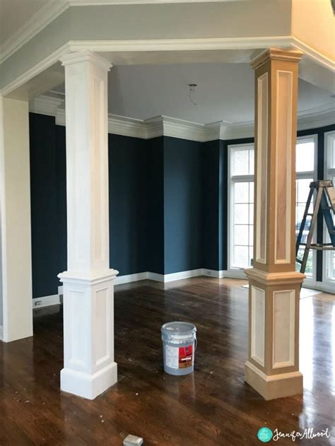 updated  interior faux columns dining room makeover