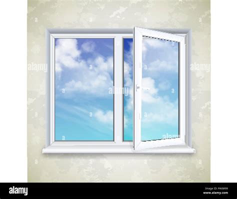 realistic open plastic window stock vector image art alamy