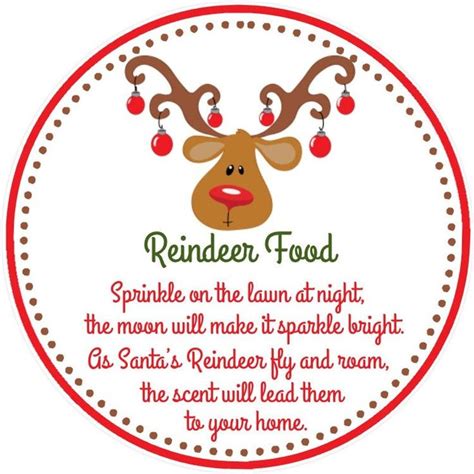 reindeer food tags printable file instant  reindeer food tag