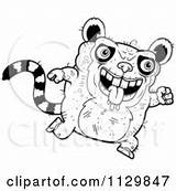 Outlined Ugly Lemur Coloring Clipart Vector Cartoon Running Confused Thoman Cory sketch template