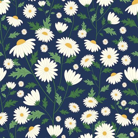 premium vector daisy flowers seamless pattern