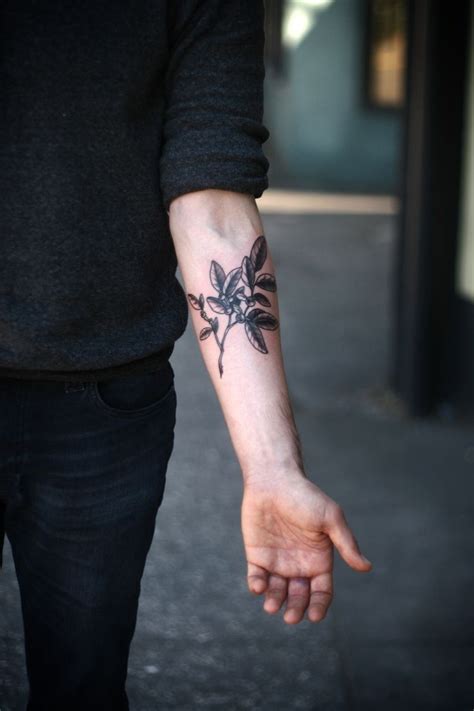 Beautiful Black And White Tree Branch Tattoo On Forearm