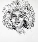 Afro Drawing Girl African American Drawings Women Hair Line Sketches Getdrawings Flowers Pencil Her Choose Board sketch template