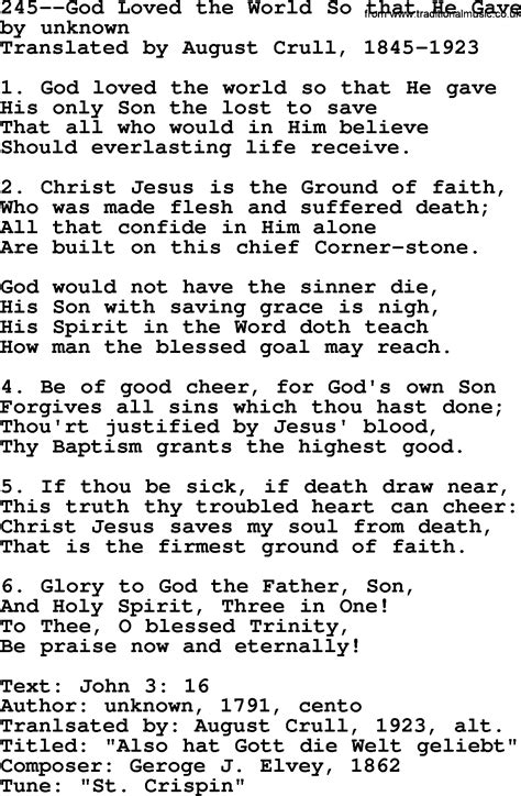 lutheran hymns song god loved  world    gave lyrics