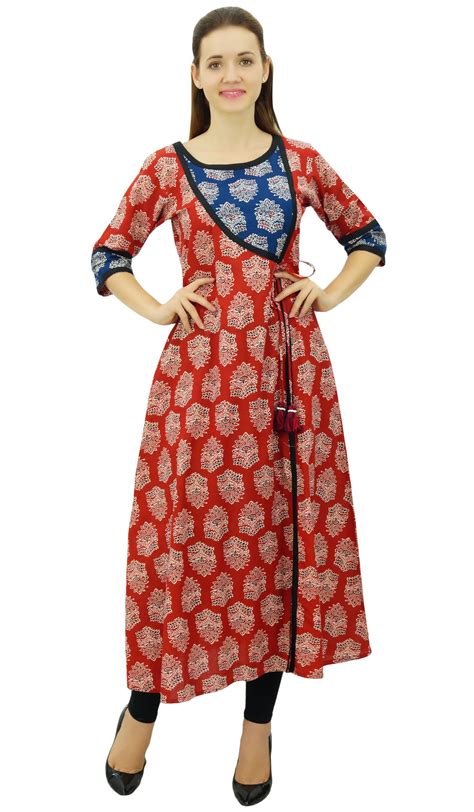 bimba damen designer indische kleidung angrakha stil baumwolle kurta