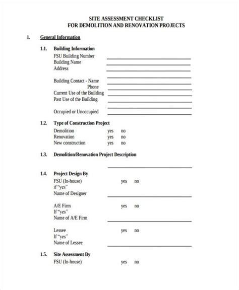 assessment checklist template   word  format