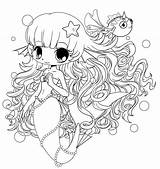 Mermaid Chibi Coloring Pages Cute Choose Board sketch template