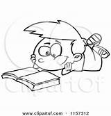 Reading Cartoon Boy Clipart Coloring Catalog Toonaday Outlined Vector Leishman Ron 2021 sketch template