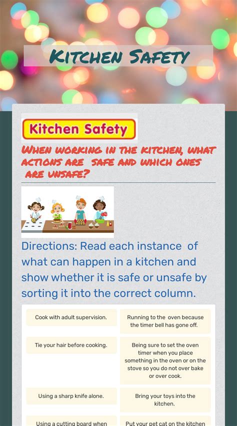 kitchen safety interactive worksheet  nur nadiya binti baharuddin