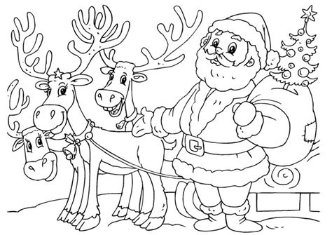 bilde  fargelegge julenissen med reinsdyr gratis bildene  fargelegging bilde