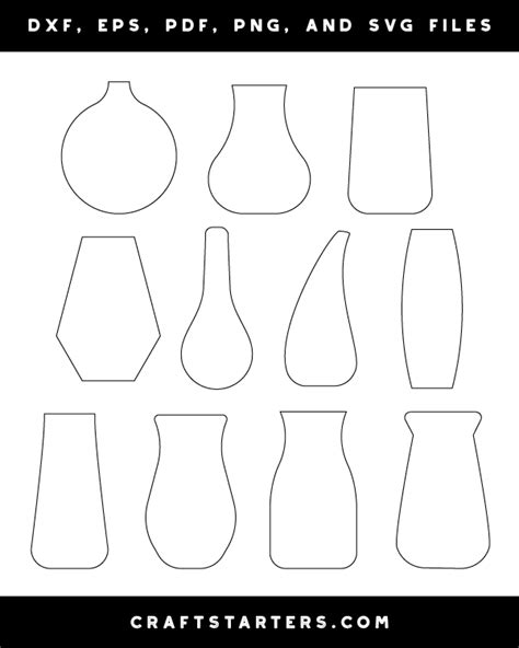 simple vase outline patterns dfx eps  png  svg cut files