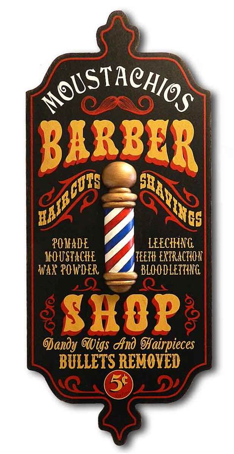 Dubliner Vintage Wood Sign Barber Shop Design Red Head