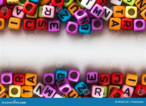 colorful english alphabet cube  white paper background english
