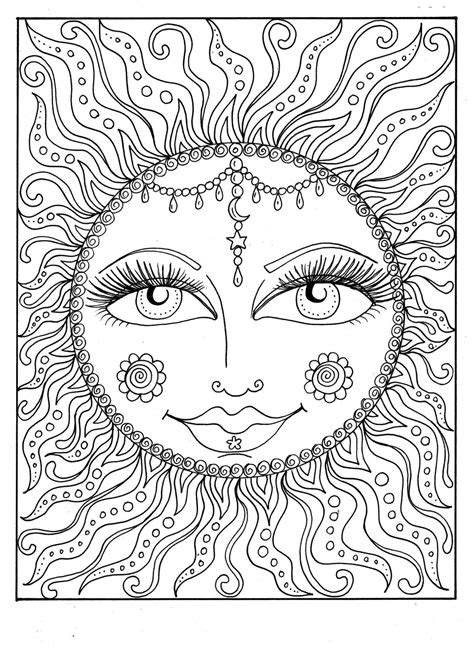 instant  sun summer coloring page adult coloring page
