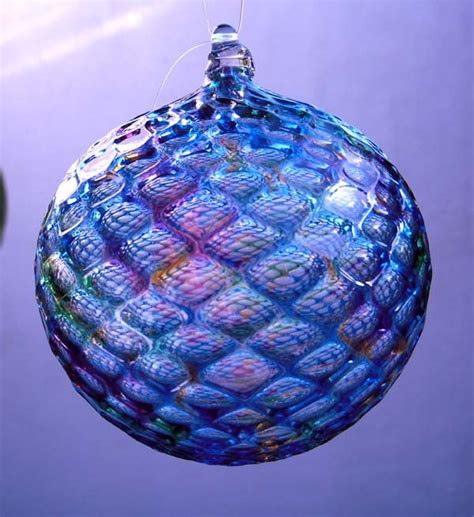 Hand Blown Glass Christmas Ornament Suncatcher Ball Faceted Etsy