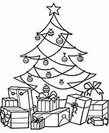 Christmas Coloring Tree Pages Presents sketch template