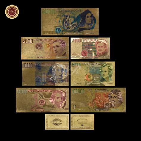 stksset kleurrijke goudfolie itlay lira bankbiljetten nep geld bill italiaanse bank note prop