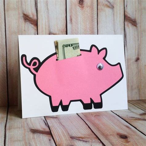 piggy bank card money holder card birthday handmade card greeting