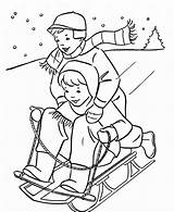 Coloring Pages Children Playing Winter Kids Comments sketch template