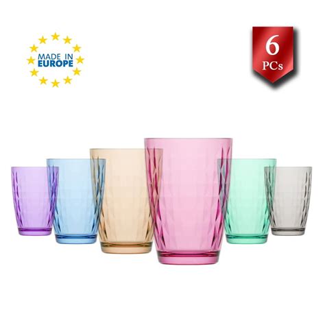 Water Drinking Glasses Set Of 6 Highball Glass Cups Colorful Glass