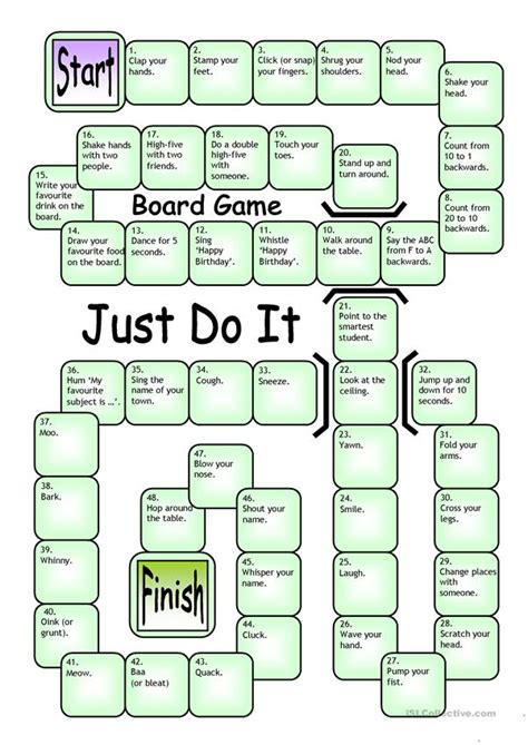 Board Game Just Do It English Esl Worksheets For Distance Learning