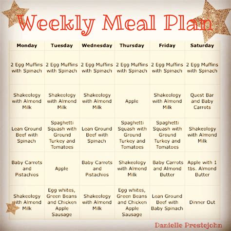 Weekly Meal Plan Danielle Prestejohn Week Meal Plan