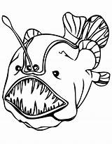 Fish Coloring Pages Angler Sea Printable Deep Fishing Colouring Color Tuna Creatures Cartoon Drawing Print Butterflyfish Kids Clipart Electric Colour sketch template