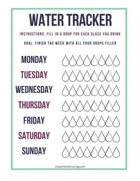 water intake tracker printable