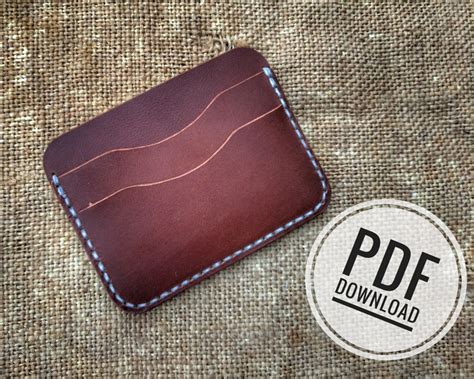 leather wallet template pattern leather cardholder mini etsy