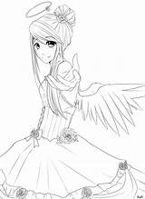 Angel Coloring Lineart Anime Rose Pages Deviantart Manga Cute Rocks Drawing Drawings Adults Fantasy Petty Printable Girls Beautiful Demon Choose sketch template