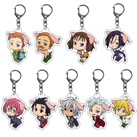 b20pcs anime the seven deadly sins keychains cute acrylic meliodas