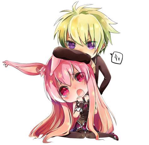 izayoi and kuro usagi kawaii chibi art cute adorable pink hair bunny girl powerful guy