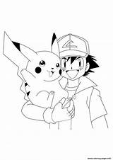 Coloring Pikachu Ash Pages Print sketch template