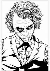 Joker Coloring Heath Ledger Pages Batman Adults Color Dark Knight Printable Movies Adult Justcolor Harley Quinn Movie Villain Infamous Inspired sketch template