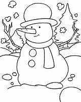 Coloring Pages Winter Snowman Cold Kids Weather Season Snowy Christmas Printable Preschool Scarf Hat Field Funny B015 Print Birds Bestcoloringpages sketch template