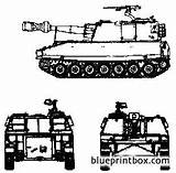 M109 Howitzer 155mm Sp Blueprintbox Blueprint sketch template