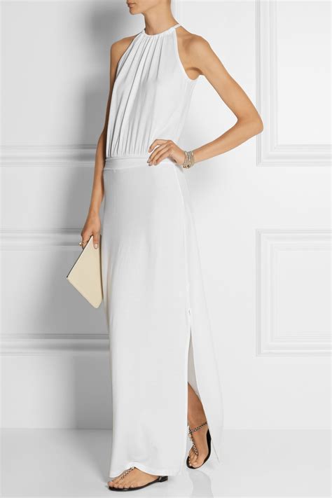 lyst splendid stretch jersey halterneck maxi dress in white