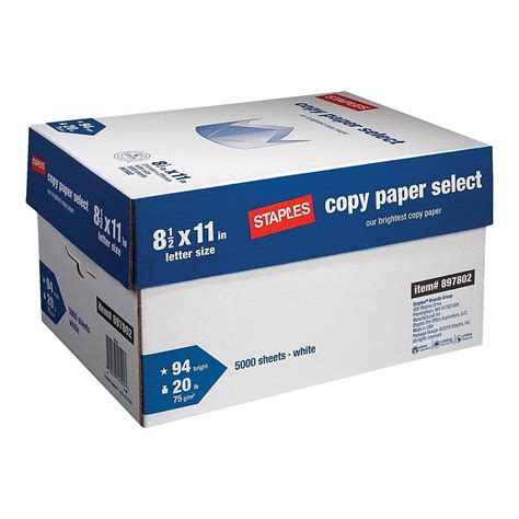 staples select    copy paper  lbs  brightness rm  rm