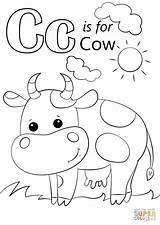 Letter Coloring Cow Pages Printable Preschool Alphabet Color Crafts Letters Worksheets Toddlers Activities Print Supercoloring Farm Colouring Toddler Preschoolers Theme sketch template