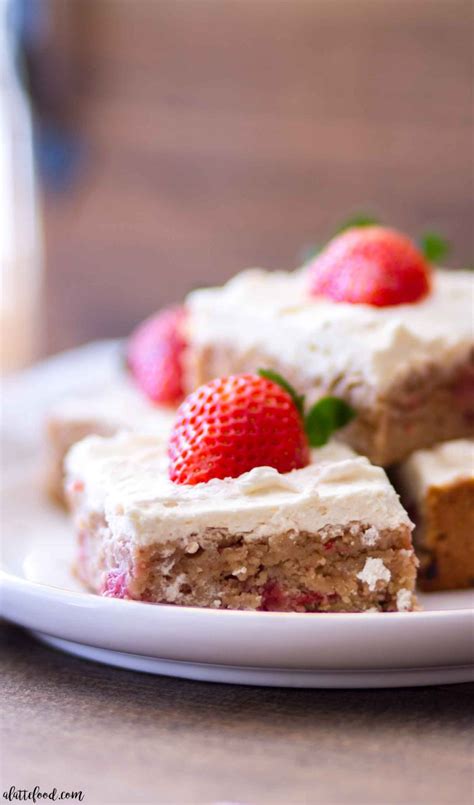 Strawberry Blondies With Whipped Cream Frosting A Latte Food