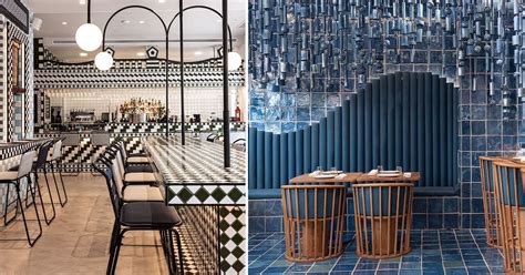 artisan ceramic tile patterns clad restaurant interior  masquespacio