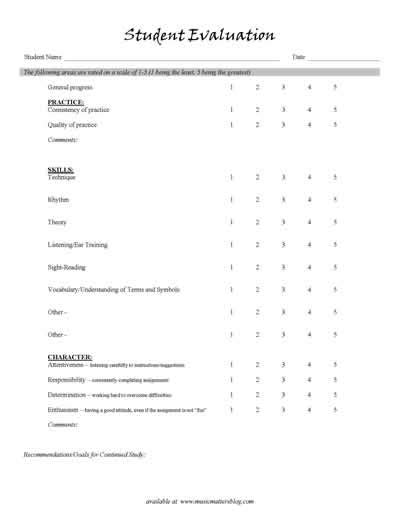 student evaluation form  matters blog